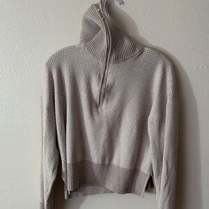 Rachel Zoe Beige Textured Cowl Neck Sweater